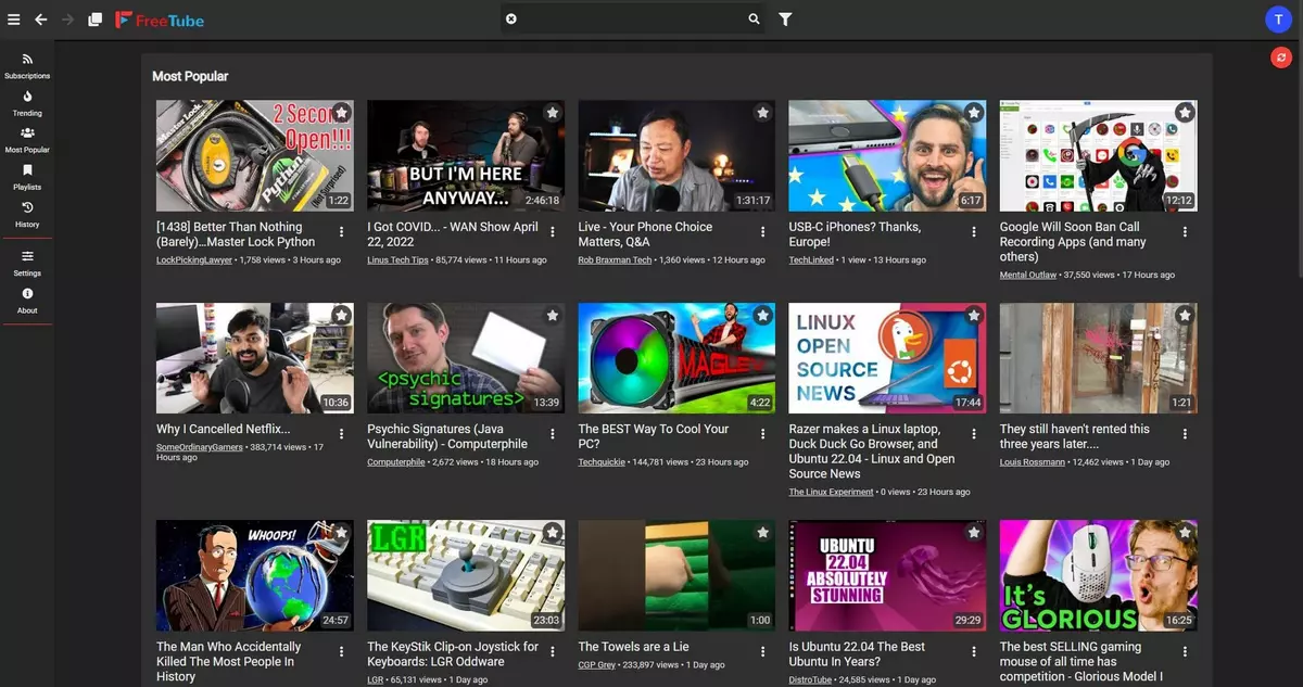 FreeTube, a YouTube alternative to watch your favorite videos.
