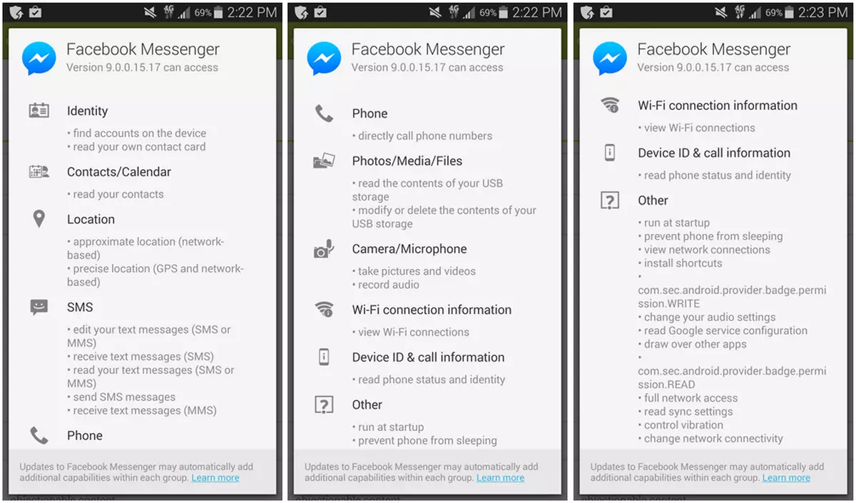 Permissions in Facebook Messenger if you can't send messages