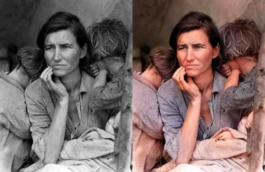 The results of Artificial Intelligence tools to restore and improve old photos