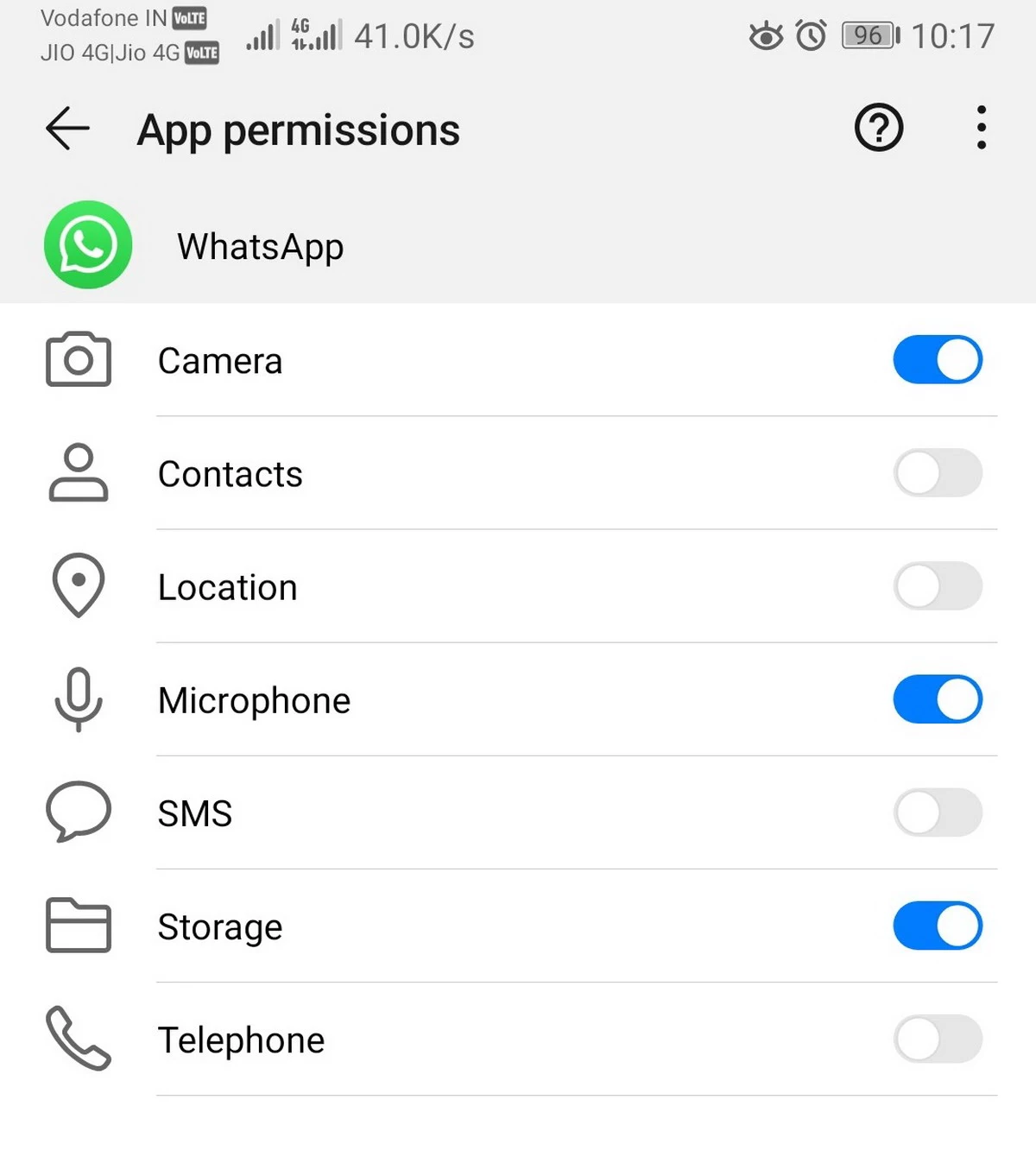 WhatsApp permissions