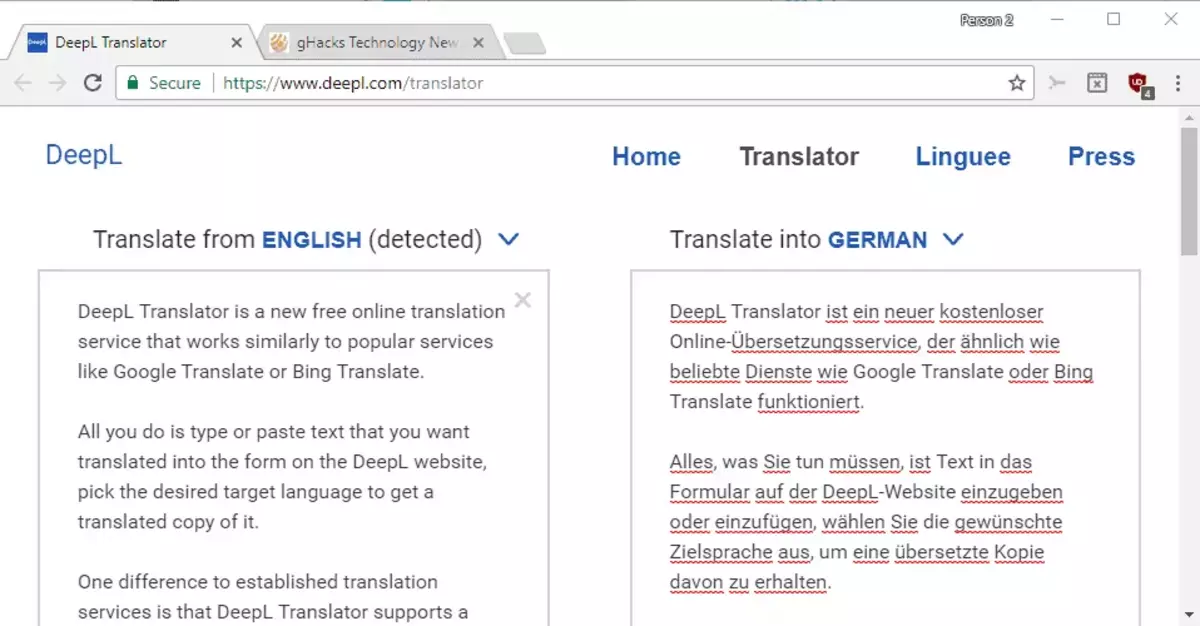 The DeepL app for translations