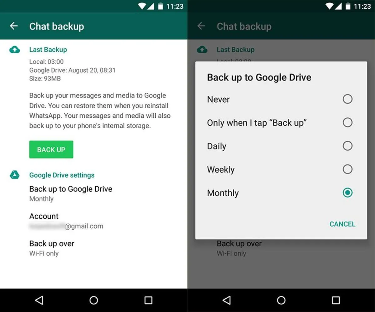 How to make a WhatsApp backup on Google
