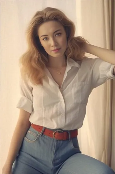 woman in white polo and denim