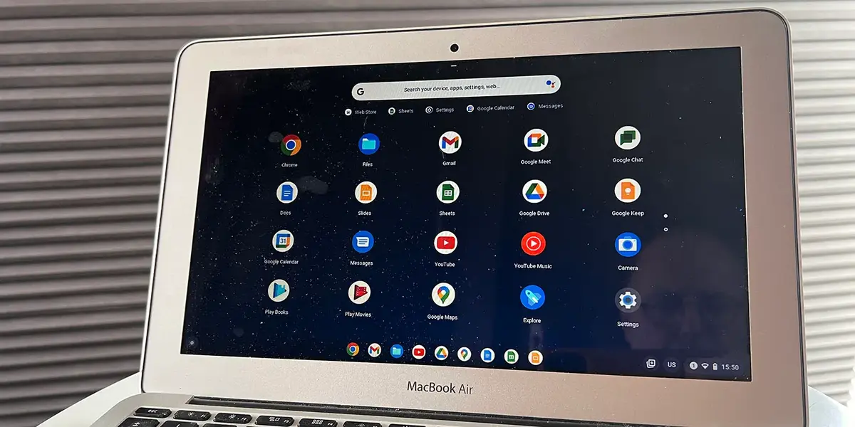 A MacBook running ChromeOS as a Chromebook