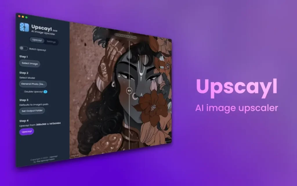 Escalate and increase any image resolution with AI using Upscayl