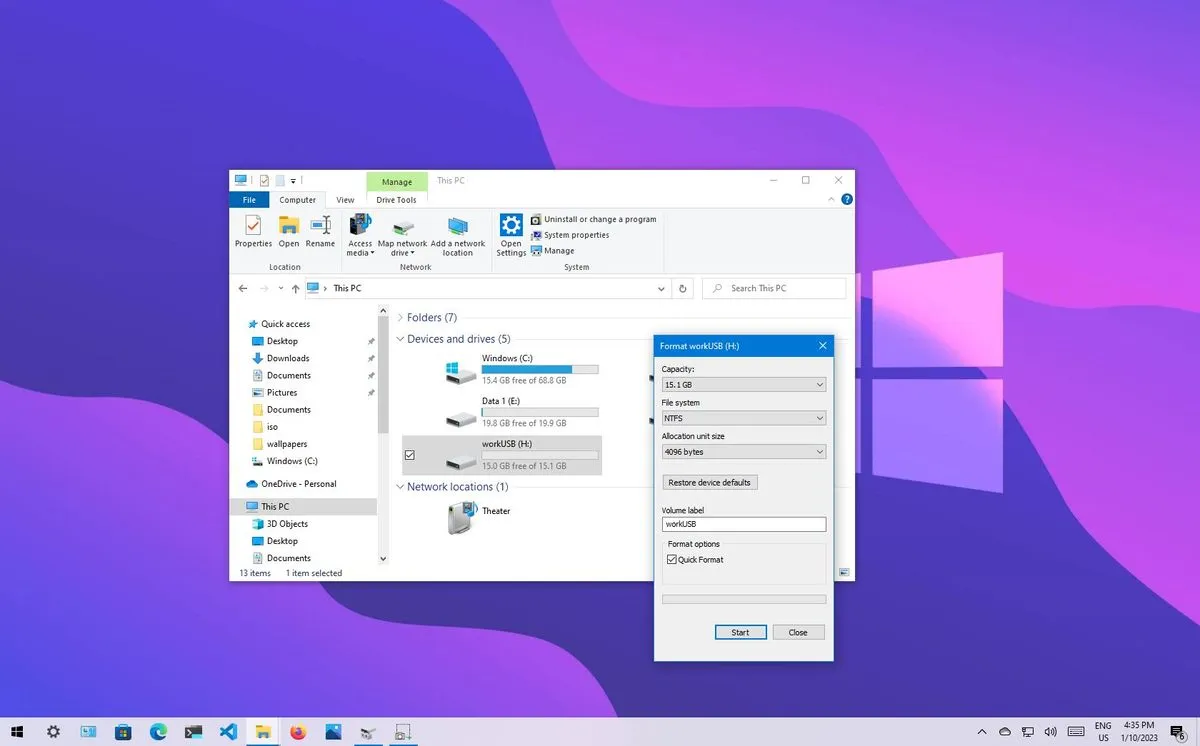 How to format USB memory in Windows