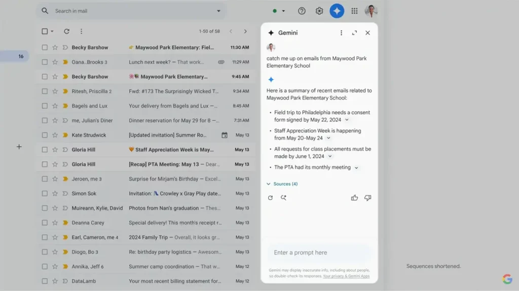 Summarize your Gmail emails with Gemini from the web and app versions