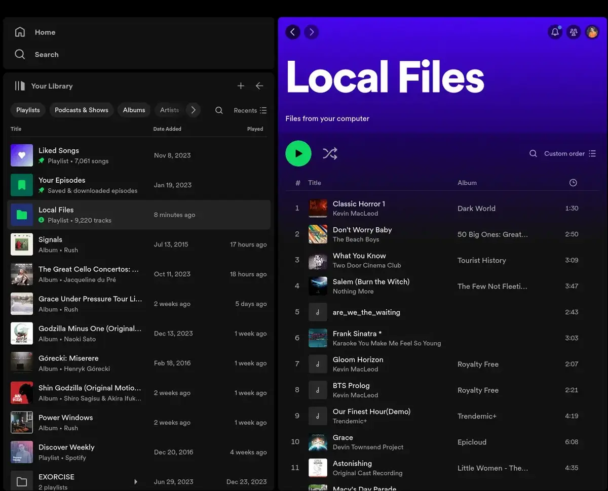 Navigate local files in Spotify