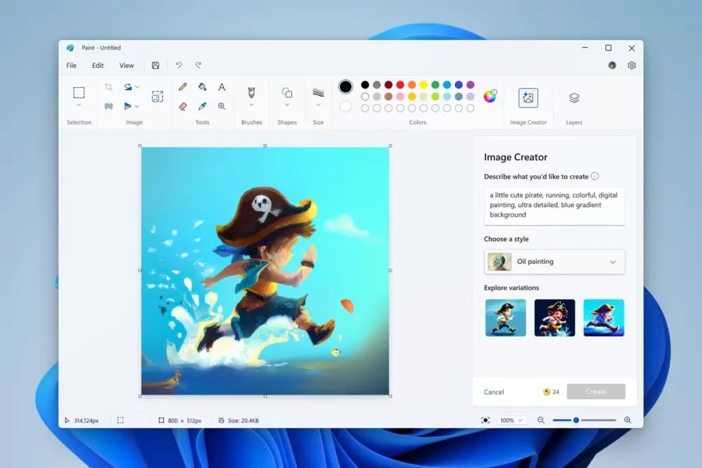 Create AI images using Microsoft Paint