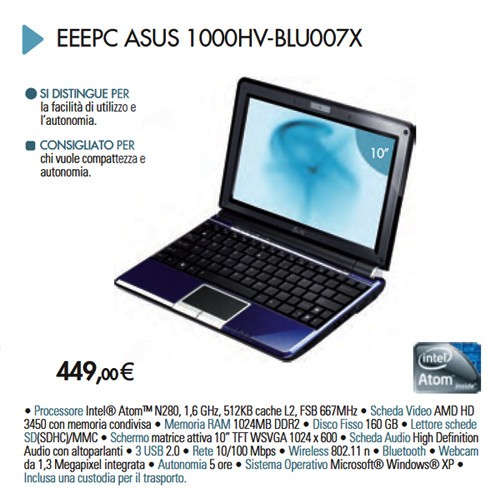Asus Eee PC 1000HV-BLU007X
