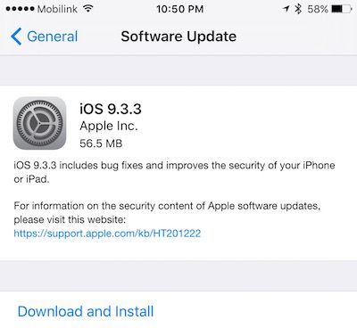 iOS 9.3.3 IPSW iPhone iPad
