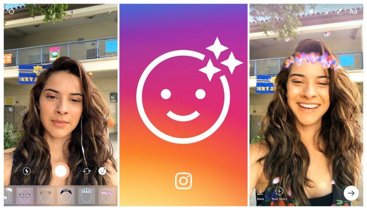 Instagram máscaras Snapchat