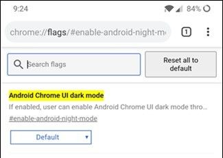 modo oscuro de Chrome