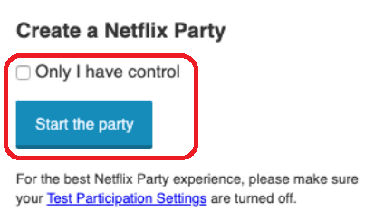 Netflix Party Start
