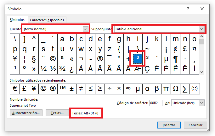 Cómo escribir el símbolo cuadrado de un número en - islaBit