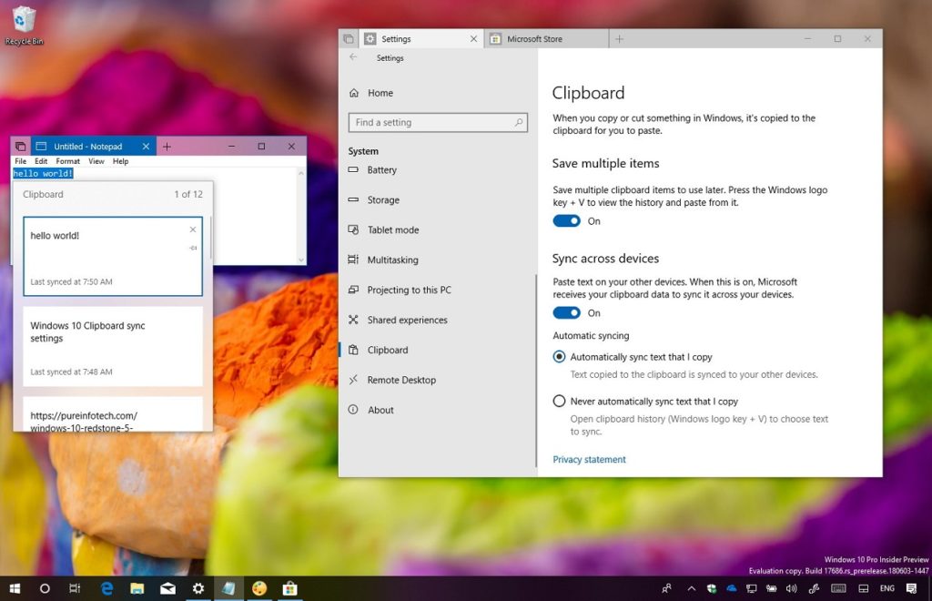 Limpiar historial portapapeles Windows 10 3