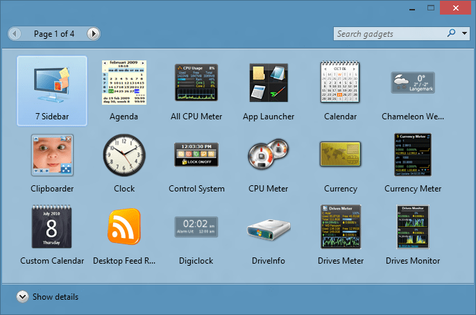 gadgets escritorio Windows 10