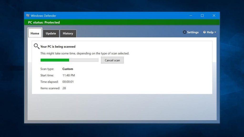 Limpiar historial Windows Defender 3