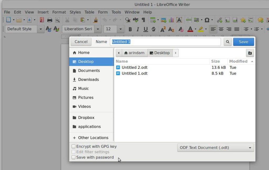 Contraseña documentos LibreOffice 2