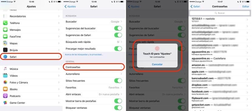 Ver las contraseñas guardadas de Safari en iOS