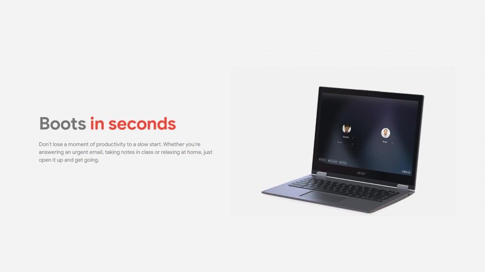 Chrome OS se inicia rápidamente en cuestión de segundos