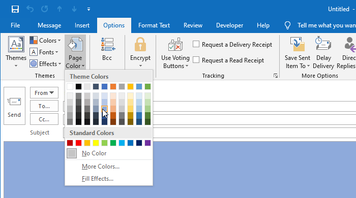 Cómo cambiar o agregar color de fondo en Outlook