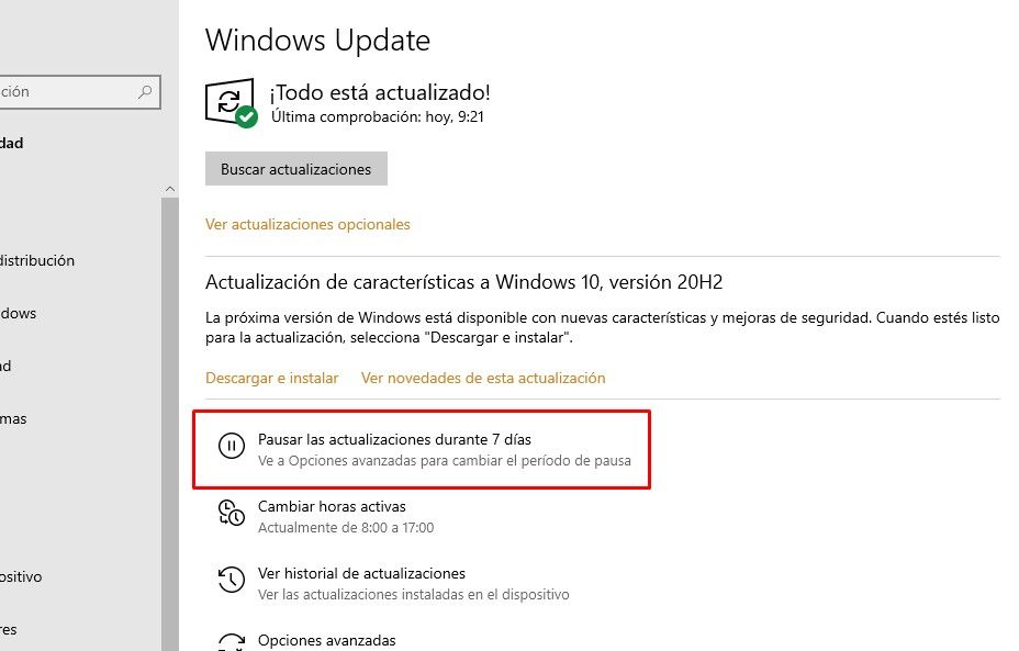 Cómo pausar las actualizaciones de Windows 10