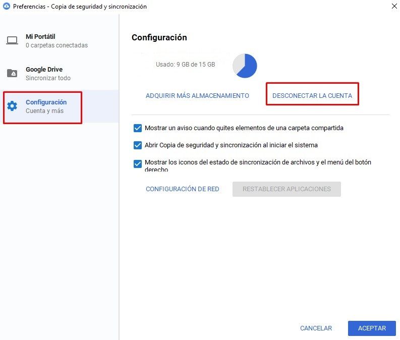 Modificar la ubicación de la carpeta Google Drive en Windows 10