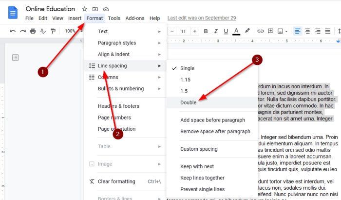 Modificar espacio entre párrafos en Google Docs