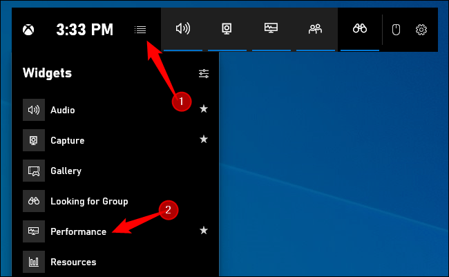 Cómo habilitar widget de rendimiento en Windows 10