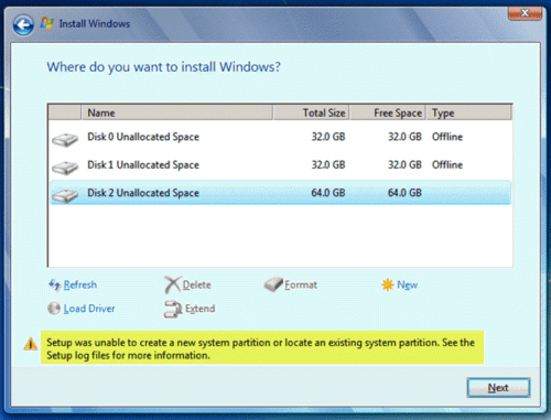 El programa de instalación de Windows no puede crear una nueva partición