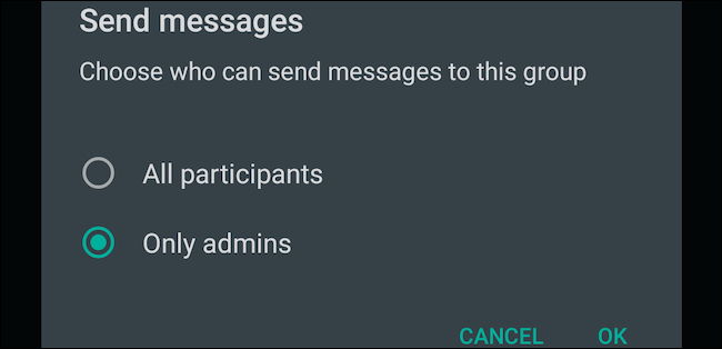 Configurar grupo de WhatsApp para que solo los administradores puedan enviar mensajes.