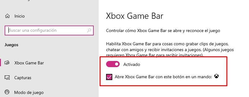 Habilitar o deshabilitar Xbox Game Bar en Windows 10