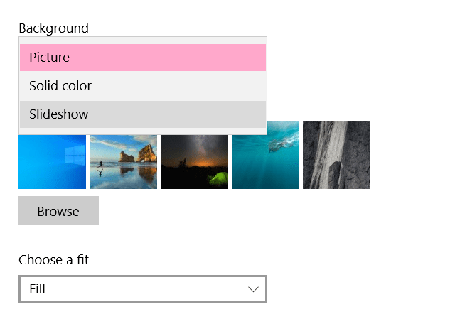 Cómo habilitar presentación de diapositivas como fondo en Windows 10