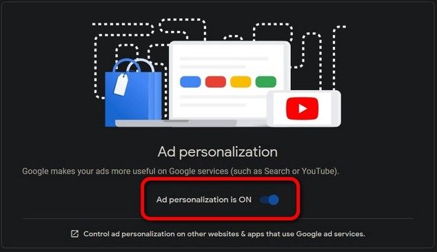 Detener anuncios personalizados en Google y YouTube.