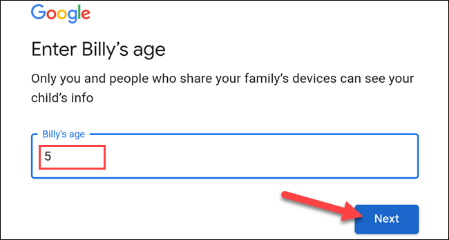 Especificamos la edad del pequeño.