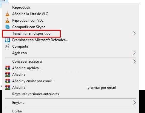 Quitar o eliminar la opción trasmitir a dispositivo en Windows 10