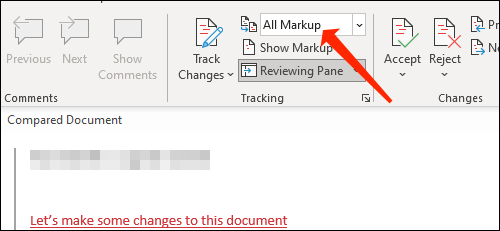 Marcar todas las revisiones de un documento en Word.