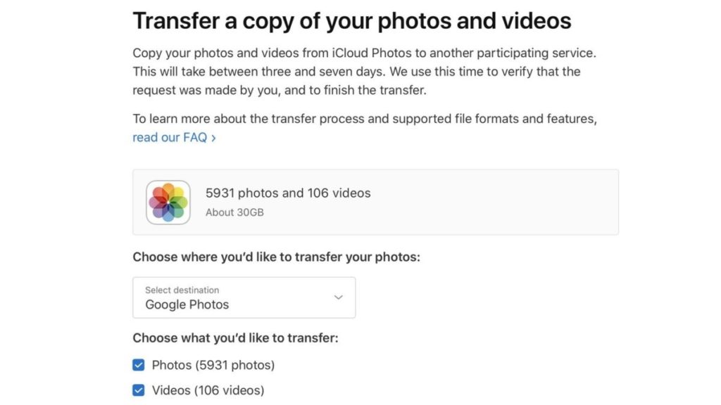 transferir iCloud Google Fotos 3