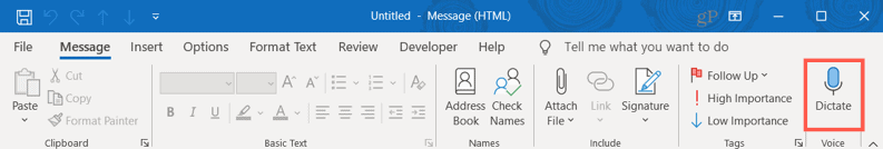 Cómo usar el dictado en Outlook.