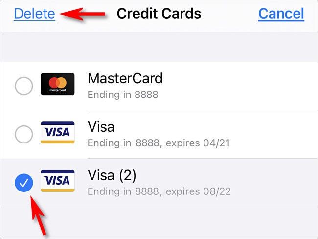 Cómo eliminar una tarjeta de crédito guardada en Safari.