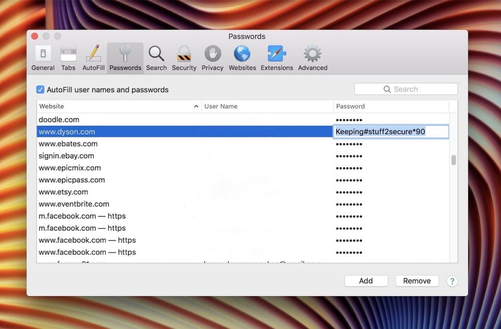 contraseñas guardadas Safari Mac 2