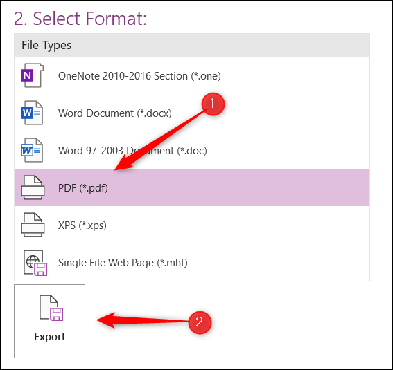 Seleccionar formato PDF.