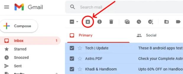 De esta forma enviamos los correos al archivo de Gmail.