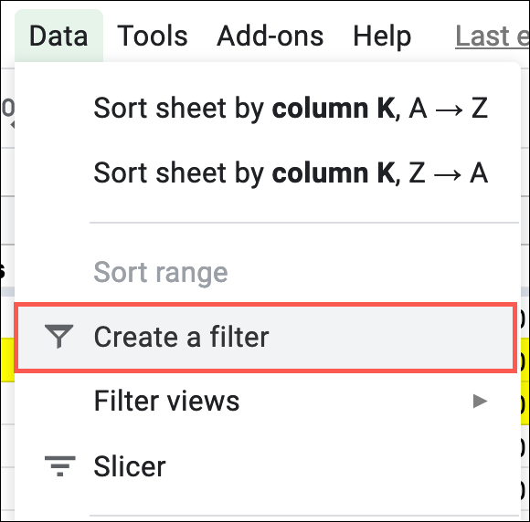Crear filtro.