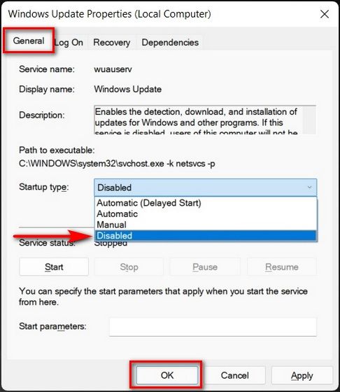 Desactivar actualizaciones automáticas de Windows 11.