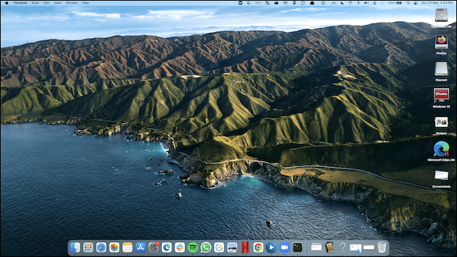 Los iconos en el escritorio de Mac son visibles nuevamente.