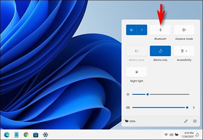 Así de fácil es activar Bluetooth en Windows 11 desde la configuración rápida.