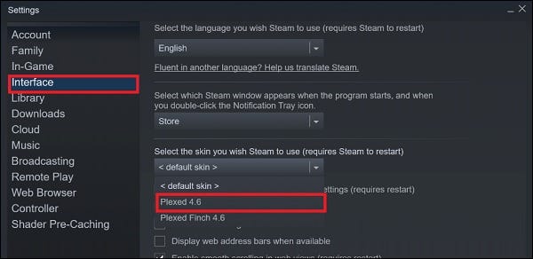 Cambiar la skin de Steam.