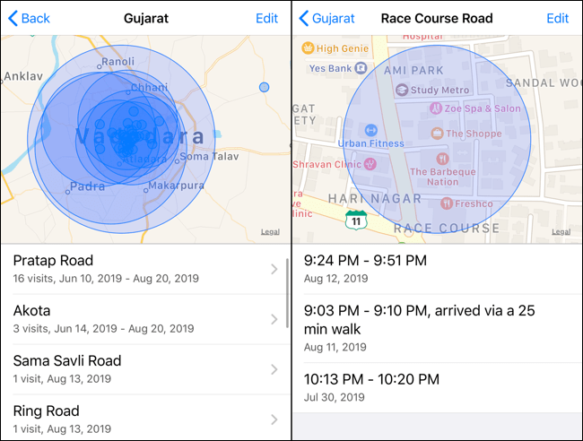 Aquí podemos encontrar el historial de ubicaciones en un iPhone y también en un iPad.
